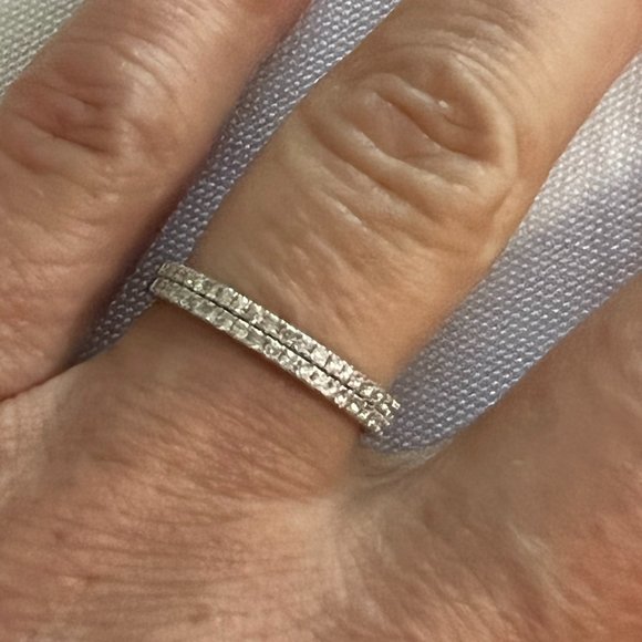 Set Of Two White Gold Diamond Band Rings Size 6 1/4